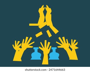 Art celebrating the International Day Against Drug Abuse and Illicit Trafficking on June 26, featuring global symbols, anti-drug messages, bold colors, and diverse people uniting against drug guru