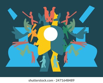 Art celebrating the International Day Against Drug Abuse and Illicit Trafficking on June 26, featuring global symbols, anti-drug messages, bold colors, and diverse people uniting against june