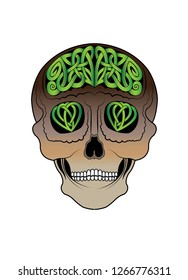 Art Celtic Skull. Hand drawing and make graphic vector.