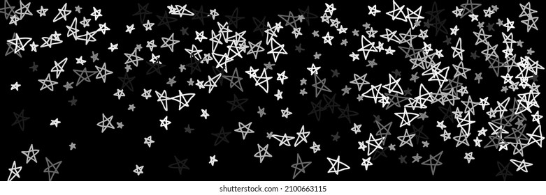 Art Childish White Naive Chaotic Sky Simple Monochrome Stars Wallpaper. Stars Night Gray Bright Dark Kids Handdrawn Stars. Black Retro Grey Black Grey White Retro Handdrawn Illustration.