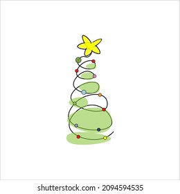 Art christmas tree icon vector illustration