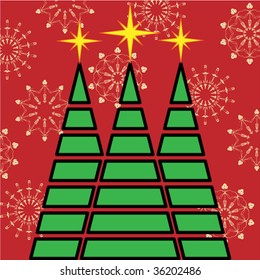 art christmas tree vector, background in red, green and gold colors and with space for text