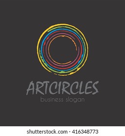 Art Circles Logo,Creative Modern Logo suitable for many kind of businesses such as media, paint, art gallery, design, studio, multimedia, photography...