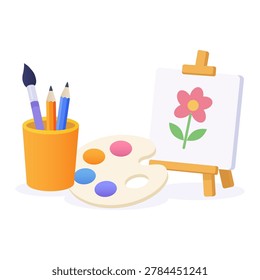 Art class painting tools. vector illustration