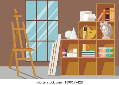 Art class scene. Cartoon vector illustration