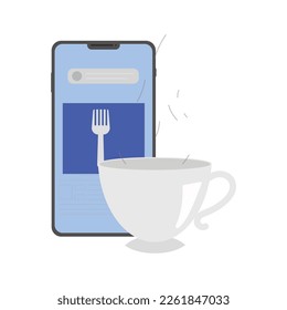 Un arte de una taza de café (vectorial Illustration) aislado en fondo blanco