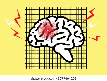Art collage with human brain, concept of activity, idea innovation