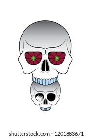 Art Color Skull Tattoo. Hand drawing and make graphic vector.