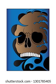 Art Color Skull Tattoo. Hand drawing and make graphic vector.