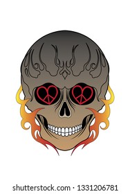 Art Color Skull Tattoo. Hand drawing and make graphic vector.