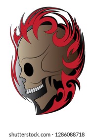 Art Color Skull Tattoo.Hand drawing and make graphic vector.