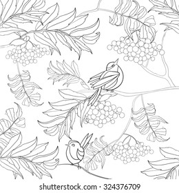 Art and Color Therapy. An Anti Stress Coloring Book. birds in the rowan. coloring page