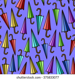 Art color umbrella back pattern blue seamless