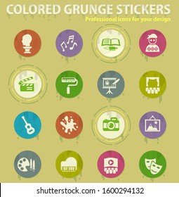 art colored grunge icons with sweats glue for design web and mobile applications