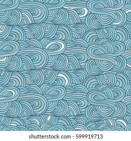 Art colorful abstract hand drawn seamless patterns ornaments with waves .Vector illustration