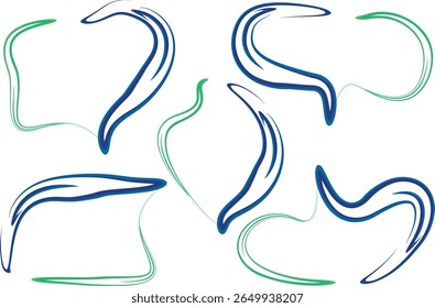 art colorful blue green thick abstract doodle outline speech bubbles