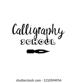 Art company lettering logo isolated design. Calligraphy school, masters, craft shop with hand, calligraphic fonts. Black metal laser cut sign.