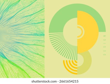 Art composition. Abstract geometrical background. Array with dynamic emitted particles. Vector for cover, brochure, poster, card, poster, flyer or banner