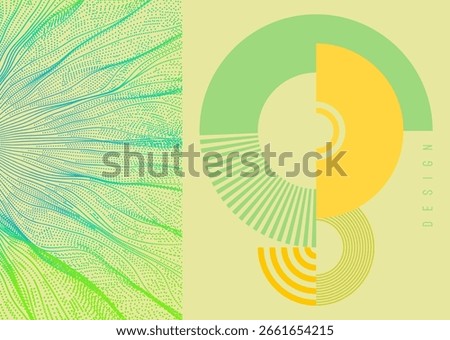 Art composition. Abstract geometrical background. Array with dynamic emitted particles. Vector for cover, brochure, poster, card, poster, flyer or banner