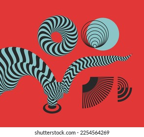 Art composition. Background with optical illusion. 3d cover design template. Vector illustration for brochure, magazine, poster, presentation, flyer and banner.