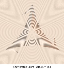 Composición artística con líneas concéntricas .Diseño de arte moderno .Bandas de color neutra .Líneas de círculo transitorias .Estilo de arte Bauhaus .Forma geométrica. Arte mural.