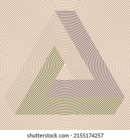 Art composition with concentric lines .Modern art design .Neutral color stripes .Transition circle lines .Bauhaus art style .Geometric shape. Wall art .