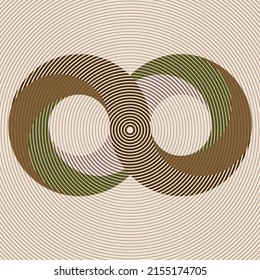 Art composition with concentric lines .Modern art design .Neutral color stripes .Transition circle lines .Bauhaus art style .Geometric shape. Wall art .
