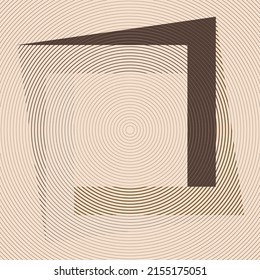 Art composition with concentric lines .Modern art design .Neutral color stripes .Transition circle lines .Bauhaus art style .Geometric shape. Wall art .