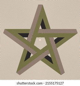 Art composition with concentric lines .Modern art design .Neutral color stripes .Transition circle lines .Bauhaus art style .Geometric shape. Wall art .