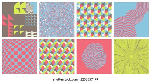 Art composition. Cover design template. Abstract geometric pattern. Array with dynamic particles. Pattern with optical illusion. Illustration for brochure, flyer, poster, presentation or banner.