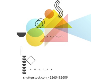 Composición artística de formas vectoriales de color plano. Resumen de fondo geométrico de transparencia. Plantilla de diseño de portada para presentación, documento de portada corporativa, banner, volante, cartel, folleto. 