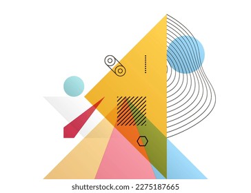 Art composition of flat colorful vector shapes. Abstract transparency geometrical background. Cover design template for presentation, corporate cover document, banner, flyer, poster, brochure. 