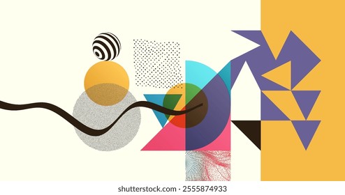 Art composition of flat colorful vector shapes. Abstract transparency geometrical background. Cover design template for presentation, corporate cover document, banner, flyer, poster, brochure. 