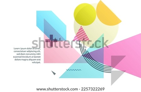 Art composition of flat colorful vector shapes. Abstract transparency geometrical background. Cover design template for presentation, corporate cover document, banner, flyer, poster, brochure. 