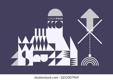 Art composition of flat shapes. Abstract geometrical background. Cover design template. Vector illustration for brochure, poster, card, invitation, poster, textile print, presentation, flyer or banner