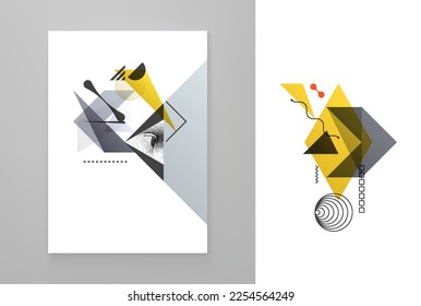 Art composition for art gallery, wall decoration or interior design. Transparency geometrical background. Eye inside a triangle. Cover design template for presentation, poster, cover or brochure. 