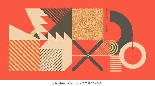 Composición artística. Forma geométrica y forma. Plantilla de diseño de la cubierta. Ilustración para presentación, póster, portada, revista, folleto, cartelera o folleto. 