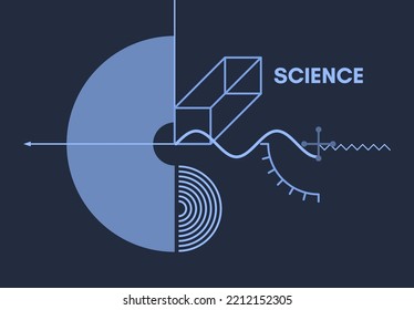 Art composition with geometric shapes and forms. Cover design template for layout of the science brochure, presentation, poster, cover, magazine, leaflet or billboard. Vector illustration.