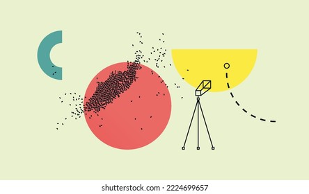 Art composition with geometric shapes and forms. Memphis design. Cover design template for presentation, poster, cover, magazine, leaflet, billboard  or brochure.  