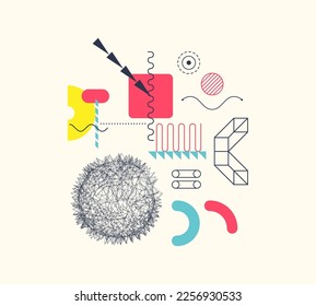 Art composition with geometric shapes and forms. Sphere. Cover design template for layout of the science brochure, presentation, poster, cover, magazine, leaflet or billboard. Vector illustration.