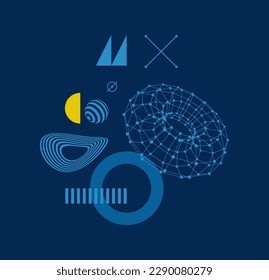 Art composition with geometric shapes and forms. Cover design template for layout of the science brochure, presentation, poster, cover, magazine, leaflet or billboard. Vector illustration.