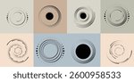 Art composition with halftone dots .Modern art design .Neutral color stripes .Transition dots. Geometric shape. Wall art