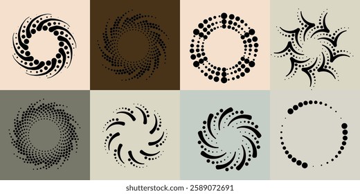 Art composition with halftone dots .Modern art design .Neutral color stripes .Transition dots. Geometric shape. Wall art 
