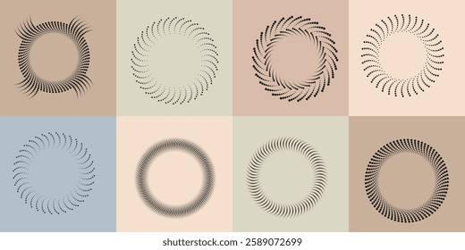 Art composition with halftone dots .Modern art design .Neutral color stripes .Transition dots. Geometric shape. Wall art 
