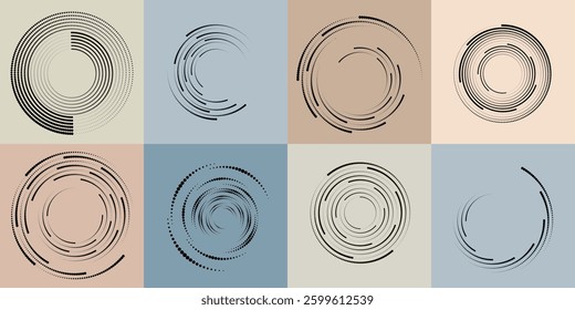 Art composition with halftone dots .Modern art design .Neutral color stripes .Transition dots. Geometric shape. Wall art