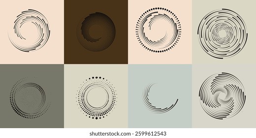 Art composition with halftone dots .Modern art design .Neutral color stripes .Transition dots. Geometric shape. Wall art