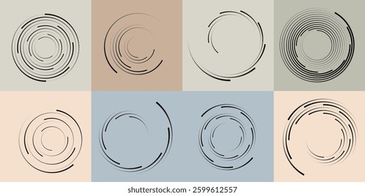 Art composition with halftone dots .Modern art design .Neutral color stripes .Transition dots. Geometric shape. Wall art