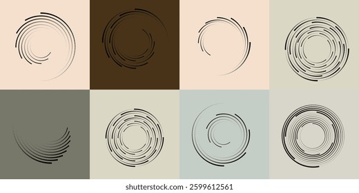 Art composition with halftone dots .Modern art design .Neutral color stripes .Transition dots. Geometric shape. Wall art