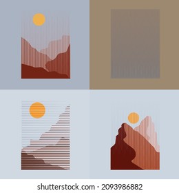 Composición de arte con paisajes .Diseño de arte moderno .Bandas vectoras negras.Líneas de velocidad recta .Forma geométrica. Arte mural.