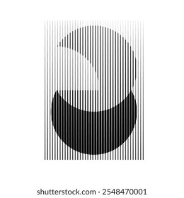 Art composition with lines in circle and semi circle shapes .Modern art design .Neutral color stripes .Transition speed lines .Bauhaus art style .Geometric shape. Wall art .